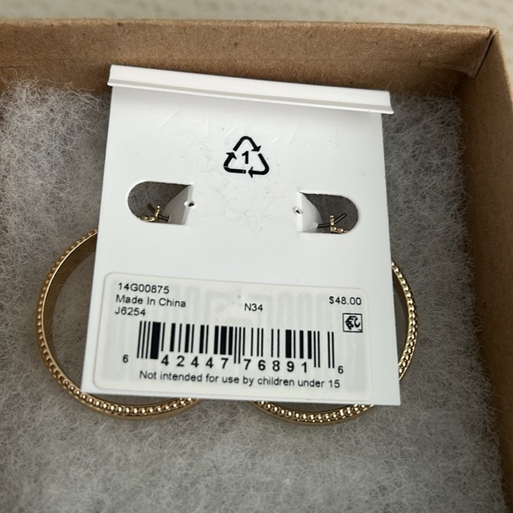 Lauren Ralph Lauren Gold-Tone Medium Textured Edge Hoop Earrings, 1.3" - Picture 11 of 11